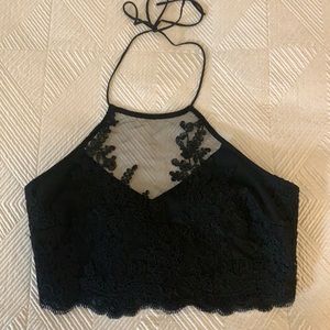 Tobi Black Lace Crop Top